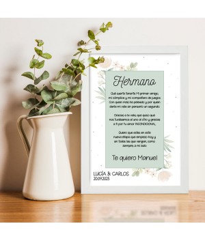 Lámina Personalizada Hermano, regalo personalizado hermana, regalo hermano boda, Alegría Estudio