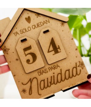 Calendario Cuenta Atrás para la Navidad, calendario madera casa Navidad, Alegría Estudio