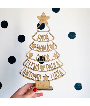 Árbol de Navidad con Nombres, árbol de navidad familiar personalizado, Alegría Estudio