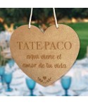 Cartel Niño Boda Corazón, cartel madera boda, cartel paje boda, Alegría Estudio