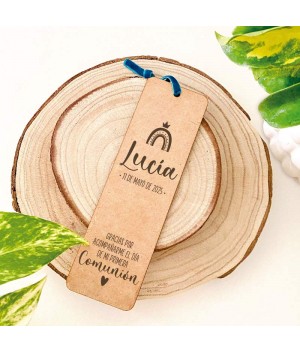 Punto de Libro de Madera para Eventos, regalo invitado comunión, marca páginas boda, Alegría Estudio