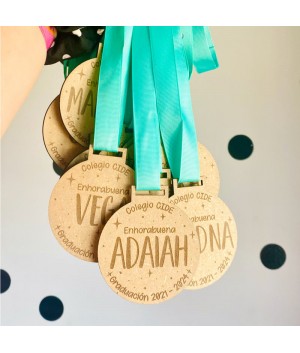Medalla alumnos fin de curso con nombres, medallas personalizadas, medallas graduación niños personalizada, Alegría Estudio
