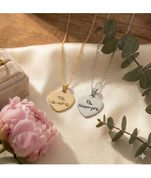 Joyería de acero personalizada para parejas: collar resistente con grabado manuscrito.