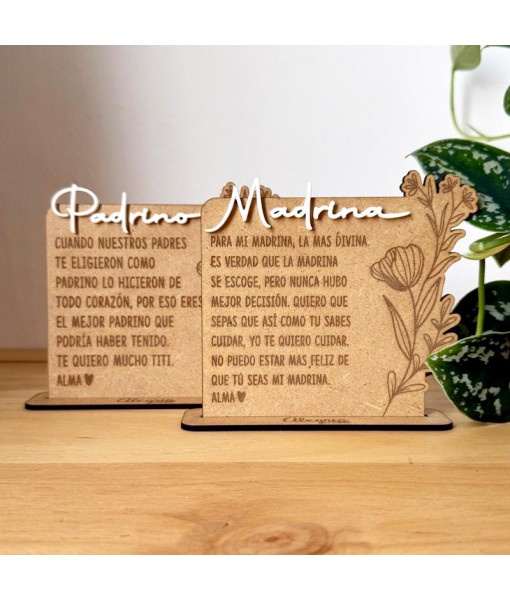 Mini Placa de Madera Personalizada, regalo madrina, regalo padrinos bautizo, Alegría Estudio