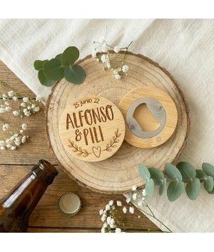 Abridor Madera Personalizado, abridores personalizados, regalos boda, Alegría Estudio