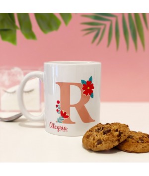 Taza Personalizada Flores, regalo personalizado, regalo original, Alegría Estudio