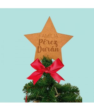 Estrella para el árbol personalizada, estrella de madera para árbol de navidad, estrella personalizada navidad, Alegría Estudio