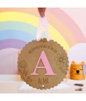 Placa de Madera Personalizada Inicial, regalos para bebés, regalos para recién nacidos, Alegría Estudio