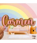 Nombres de Madera Arcoiris, nombres para puertas, decoración infantil, Alegría Estudio