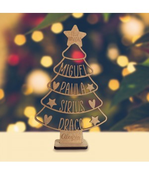 Árbol de Navidad con Nombres, árbol de navidad personalizado, árbol de navidad de madera, Alegría Estudio