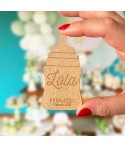 Detalle Recordatorio Biberón, imán de madera, detalles originales bautizo, Alegría Estudio