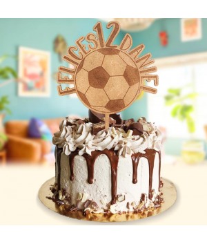 Cake Topper Futbol, decoración para tarta futbol,  topper de madera, Alegría Estudio