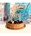 Cake Topper Bicicleta, topper de madera, topper personalizado, cake topper ciclista, topper ciclismo, Alegría Estudio