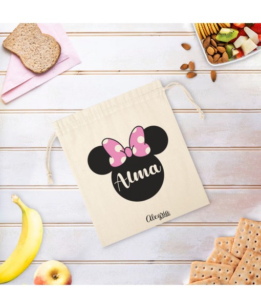 Bolsa de Desayuno Minnie, regalo personalizado Minnie, regalo niña minnie, Alegría Estudio