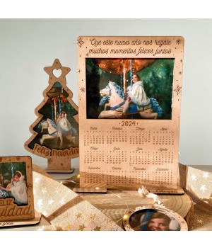 Calendario de Madera con Foto, calendario navidad con foto, calendario personalizado, Alegría Estudio