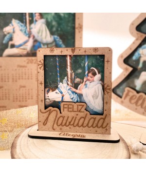 Marco Polaroid Navidad, marco madera navidad, marco de fotos Navidad, Alegría Estudio