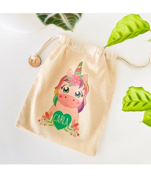 Bolsa de Desayuno Unicornio, regalo personalizado unicornio, bolsa tela unicornio, Alegría Estudio