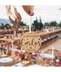 Llavero de Madera Personalizado, llavero para eventos, llavero invitados boda, Alegría Estudio